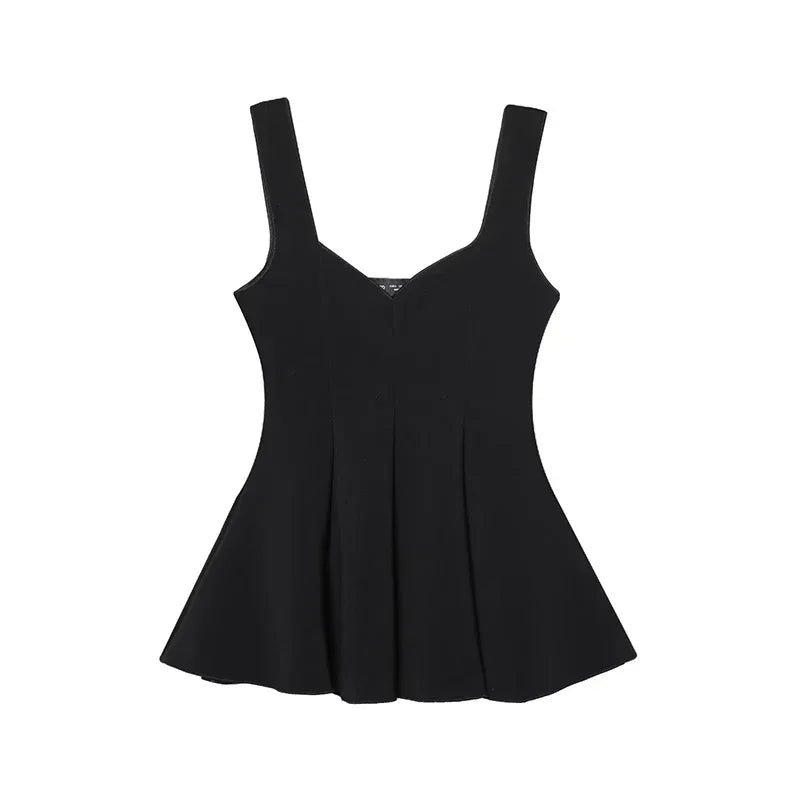 Women's Sleeveless Peplum Top and Wide-Leg Pants Two-Piece Set | Airy Style