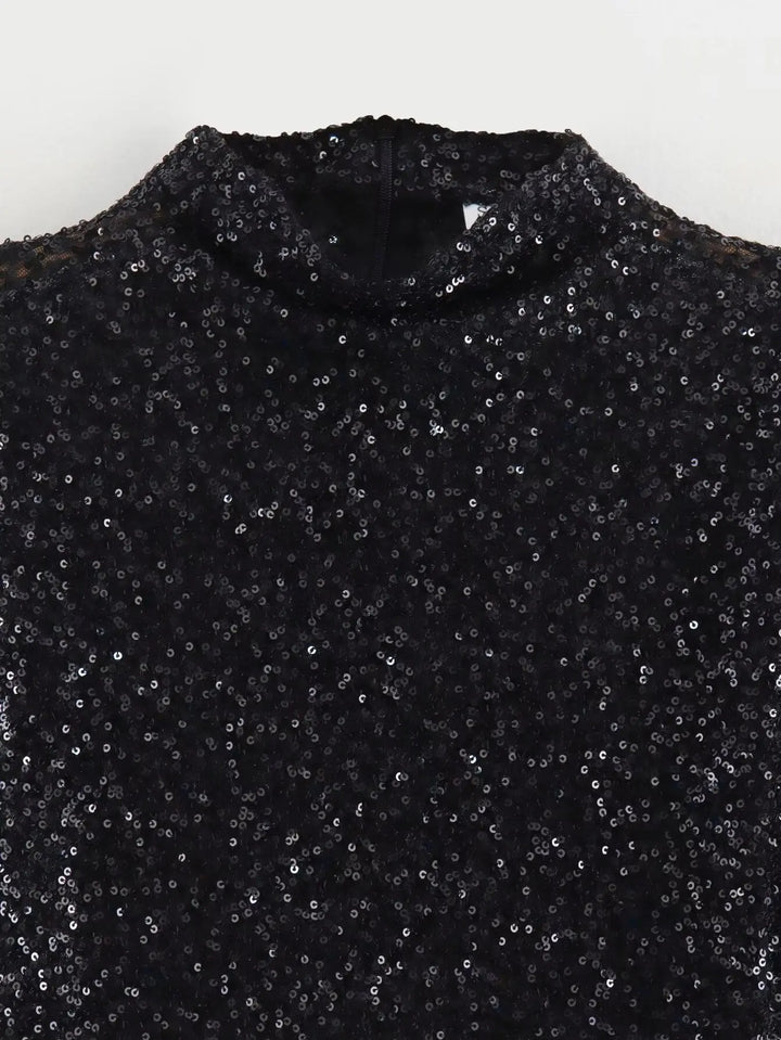 Women's Mini Dress with Short Sleeves | Sequin Surface
