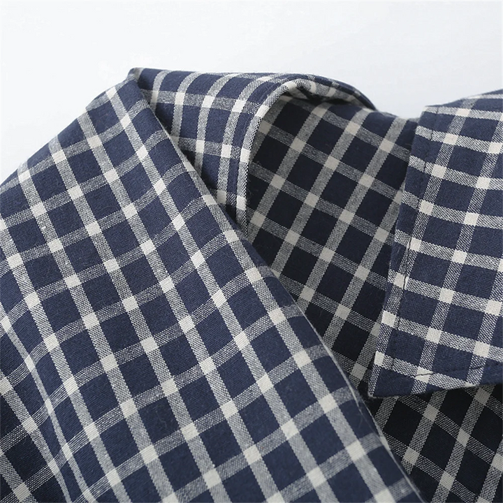 Women's Long Sleeve Shirt Plaid Waist Tie Overlapping Front Buttons Shirt | Plaid