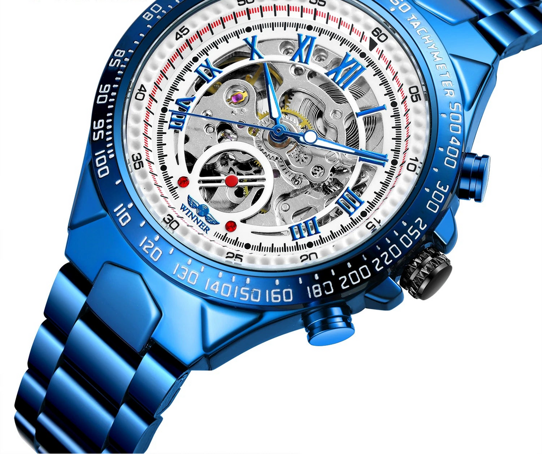 Men's Automatic Watch | Round Case | Skeleton Movement | Sporty-Elegant Style