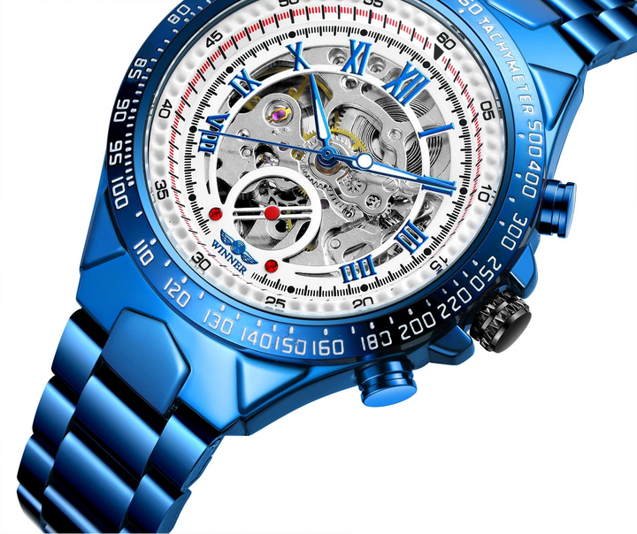 Men's Automatic Watch | Round Case | Skeleton Movement | Sporty-Elegant Style