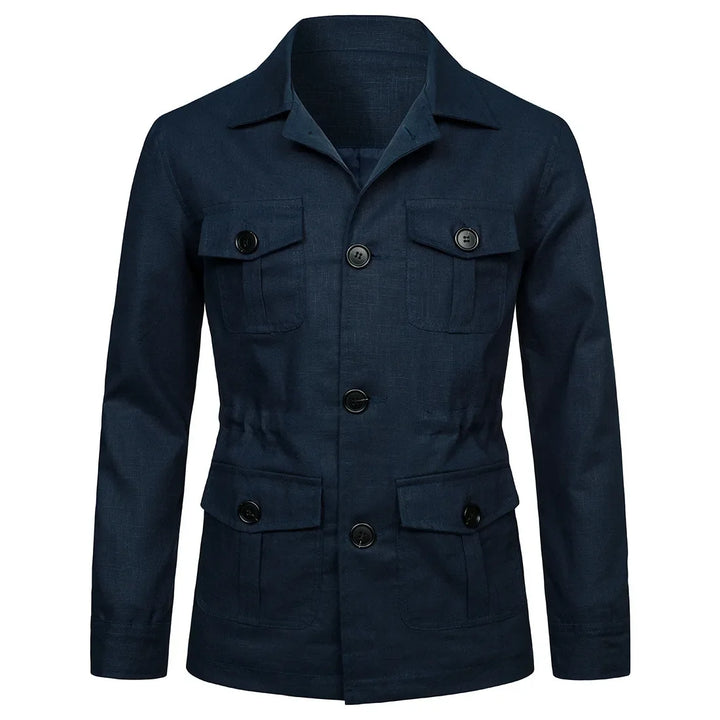 Men's Front Button Multi-Pocket Casual Jacket | Classic Collar