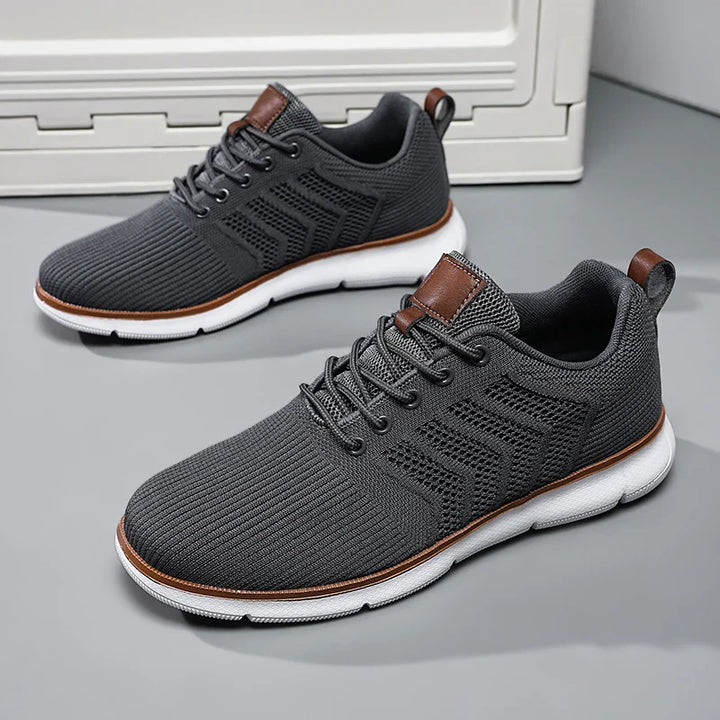 Darius | Męskie Sznurowane Sneakersy o Dzianinowym Wyglądzie z Kontrastową Podeszwą