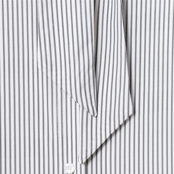 Women's Long Sleeve Shirt Stripes Neck Tie Buttons Shirt | Oversize