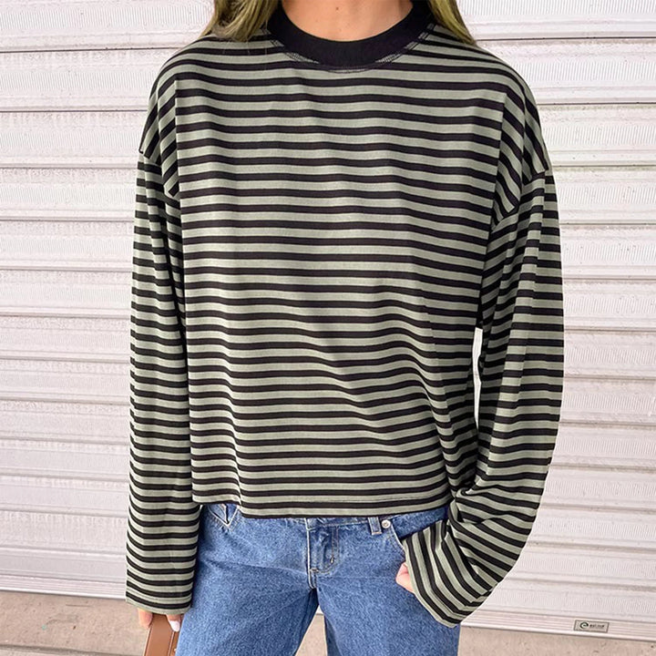 Women's Oversized Striped Sweatshirt Long Sleeve Crew Neck Sweatshirt | Stripes