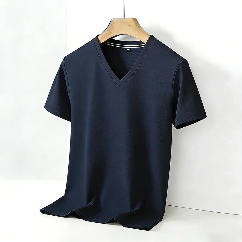 Męski Basic T-Shirt z Dekoltem V i Krótkim Rękawem | Regularny Krój