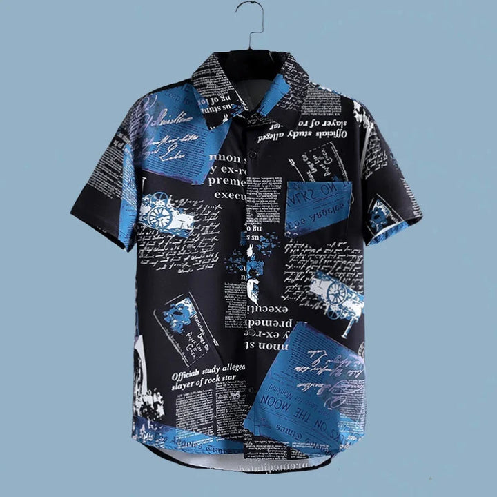 Miłosz | Men's set with printed shirt and shorts