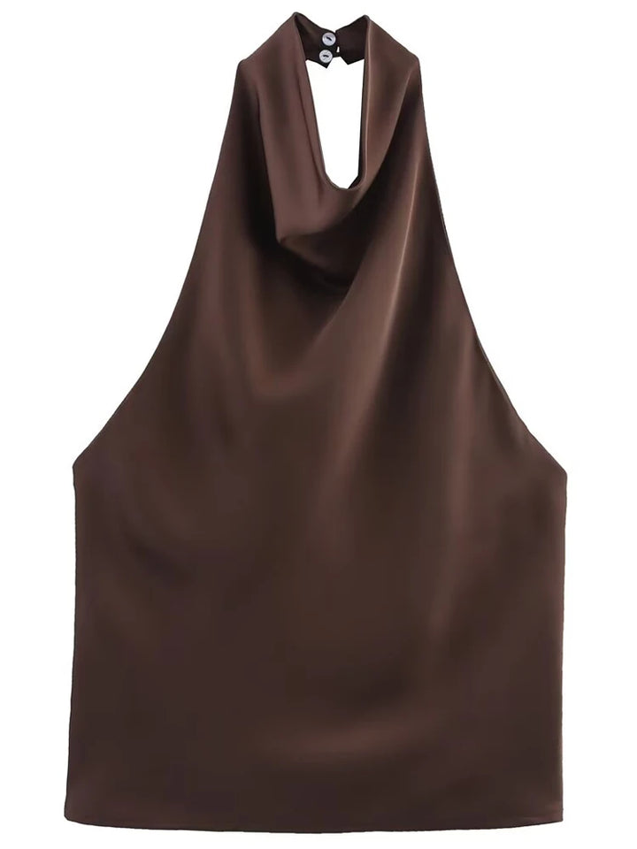 Women's Draped Halter Neck Sleeveless Top | Halter