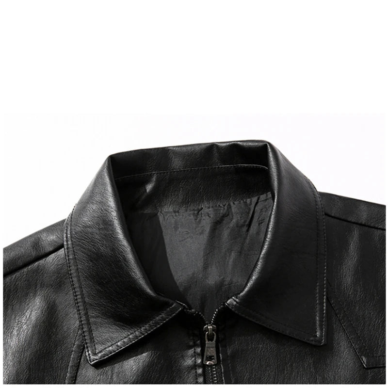 Men's Motorcycle Jacket with Collar and Zipper | Fitted Cut