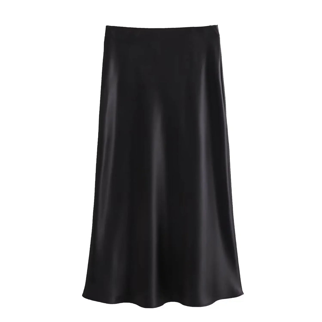 Women's High Waist Flared A-Line Solid Color Skirt | Midi