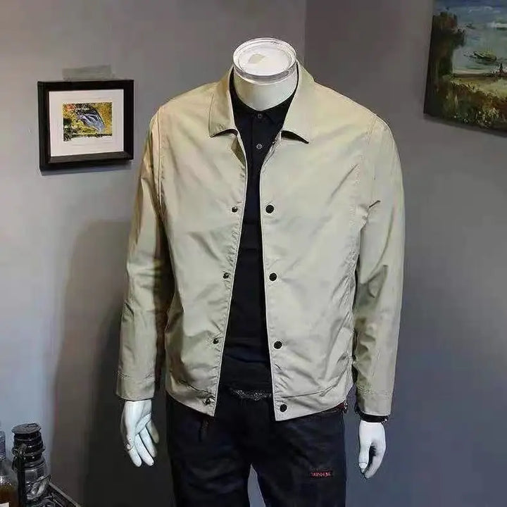 Men's Long Sleeve Jacket with Buttons and Foldable Collar | Regular Fit