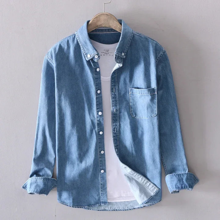 Męska Luźna Koszula Overshirt z Kieszenią na Piersi | Minimalistyczny