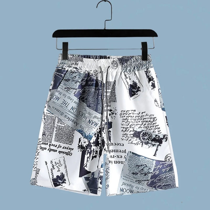 Miłosz | Men's set with printed shirt and shorts