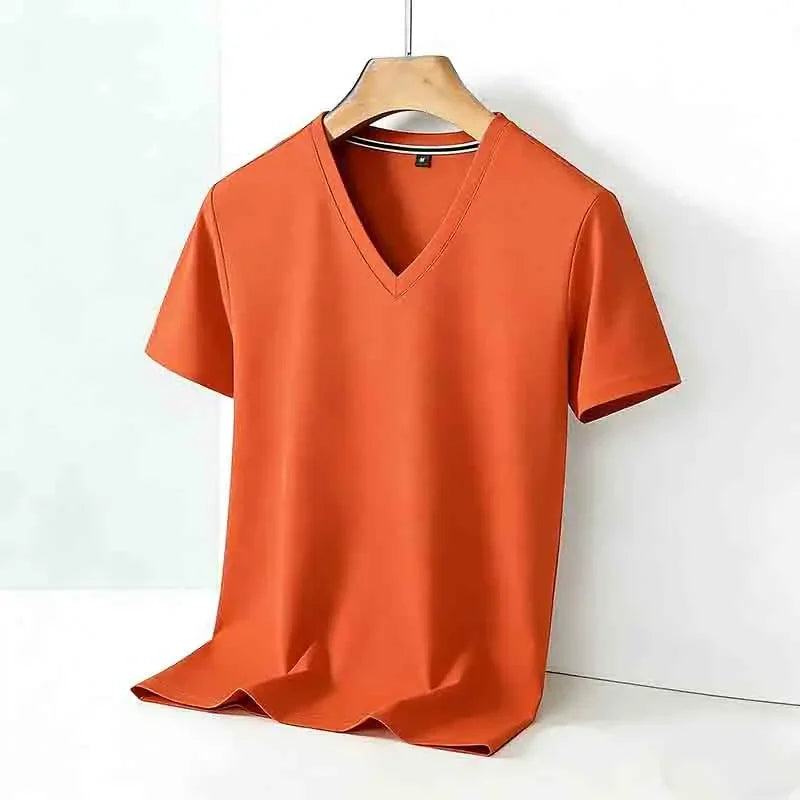 Męski Basic T-Shirt z Dekoltem V i Krótkim Rękawem | Regularny Krój