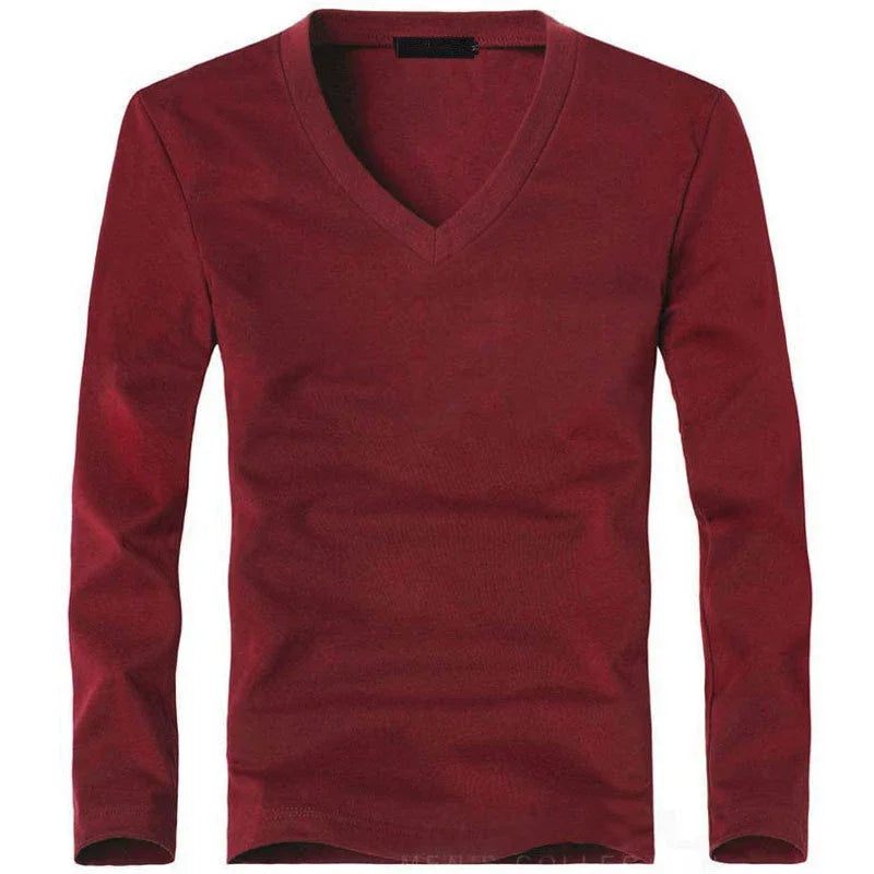 Men's Long Sleeve Shirt | Regular Fit | V-Neck Collar | Casual Basic