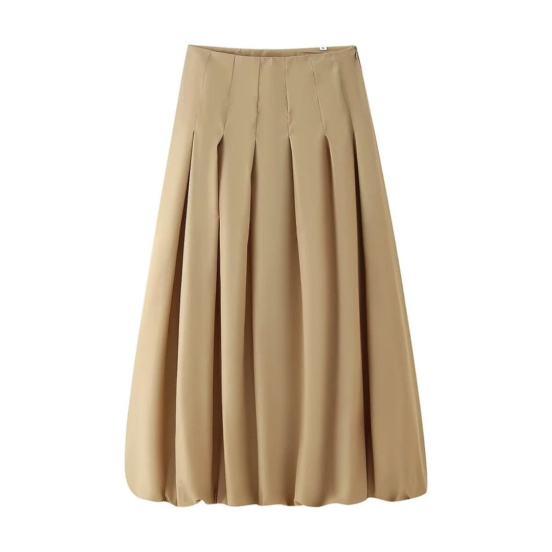 Women's Short Zip Jacket and Pleated Midi Skirt Two-Piece Set | Batwing Sleeve