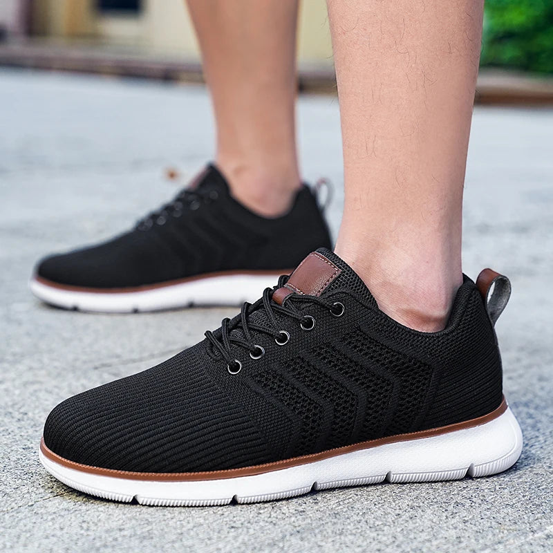 Darius | Męskie Sznurowane Sneakersy o Dzianinowym Wyglądzie z Kontrastową Podeszwą