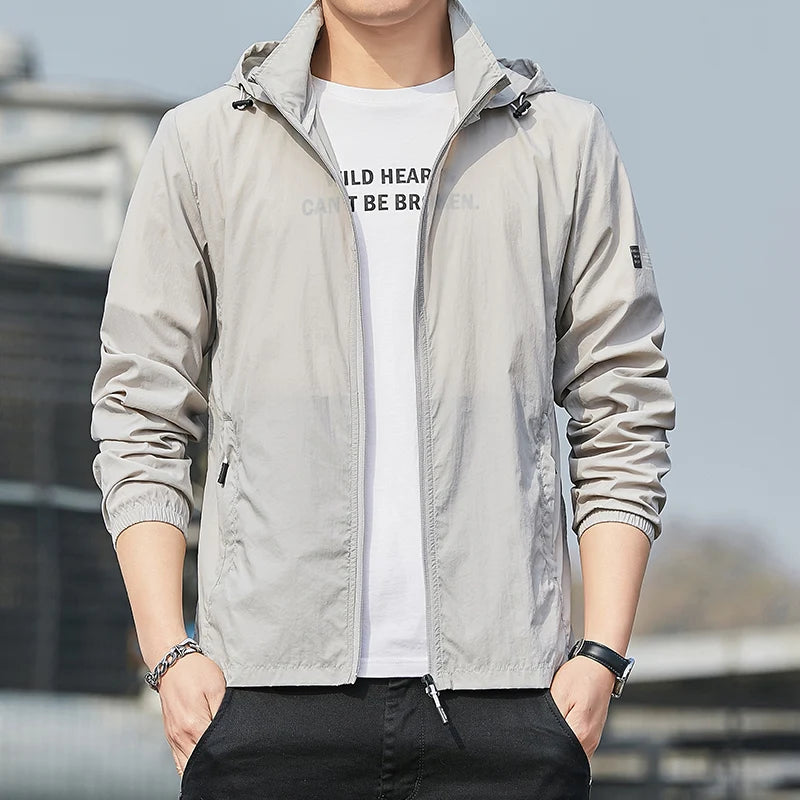Men's Jacket with Hood and Zipper | Street Style