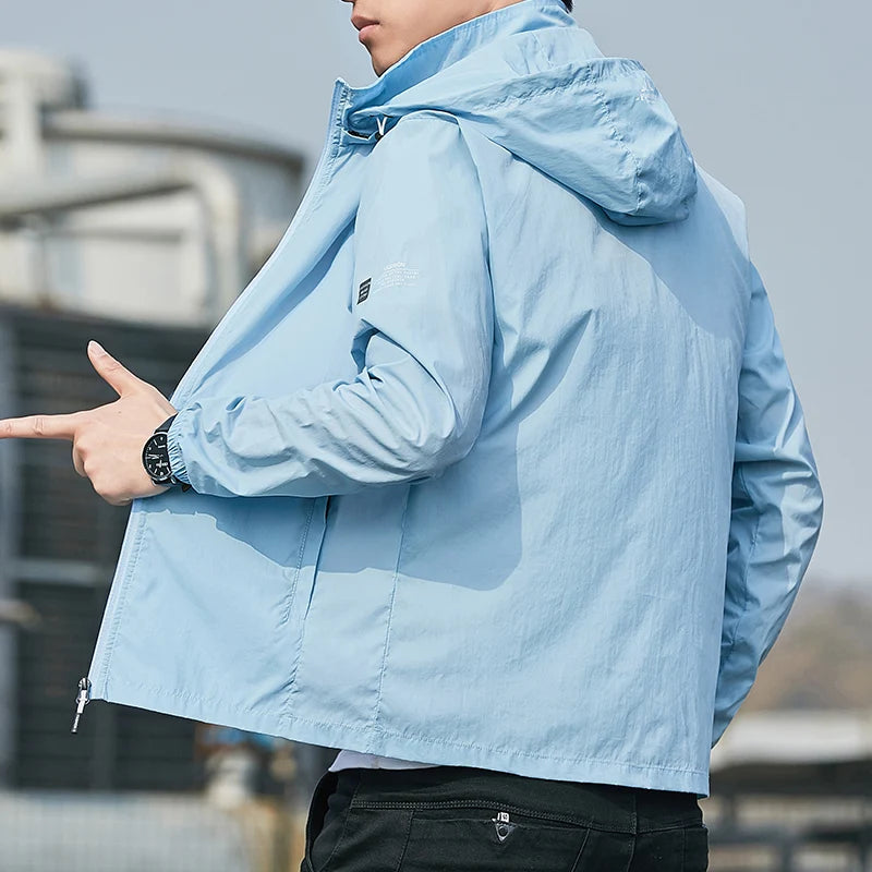 Men's Windbreaker Jacket | Regular Fit | Hood and Zipper | Lightweight Outdoor Jacket