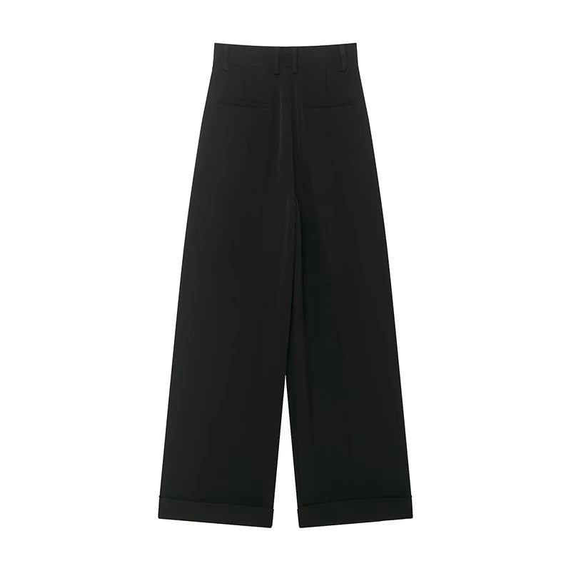 Women's High Waist Pull-On Front Wide Leg Pants | Slim Fit