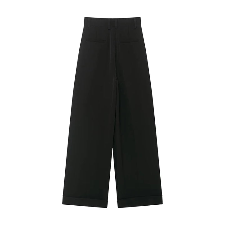 Women's High Waist Pull-On Front Wide Leg Pants | Slim Fit