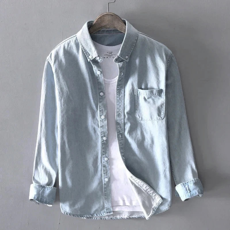 Męska Luźna Koszula Overshirt z Kieszenią na Piersi | Minimalistyczny