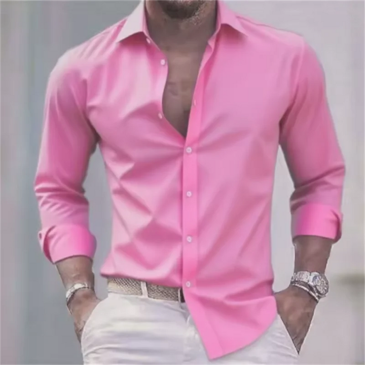 Męska Guziki Slim Fit Koszula Casual | Długi Rękaw