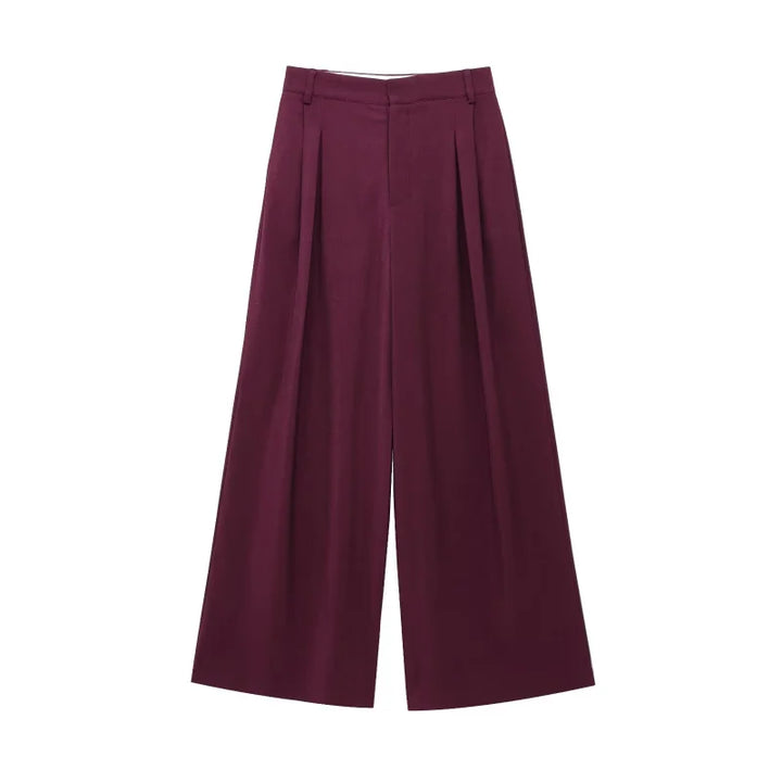 Women's Oversize Blazer and Pleated Wide Pants Two-Piece Set | Office Style