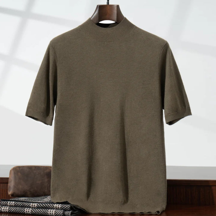 Męski Sweter z Półgolfem i Krótkim Rękawem | Minimalistyczny Design