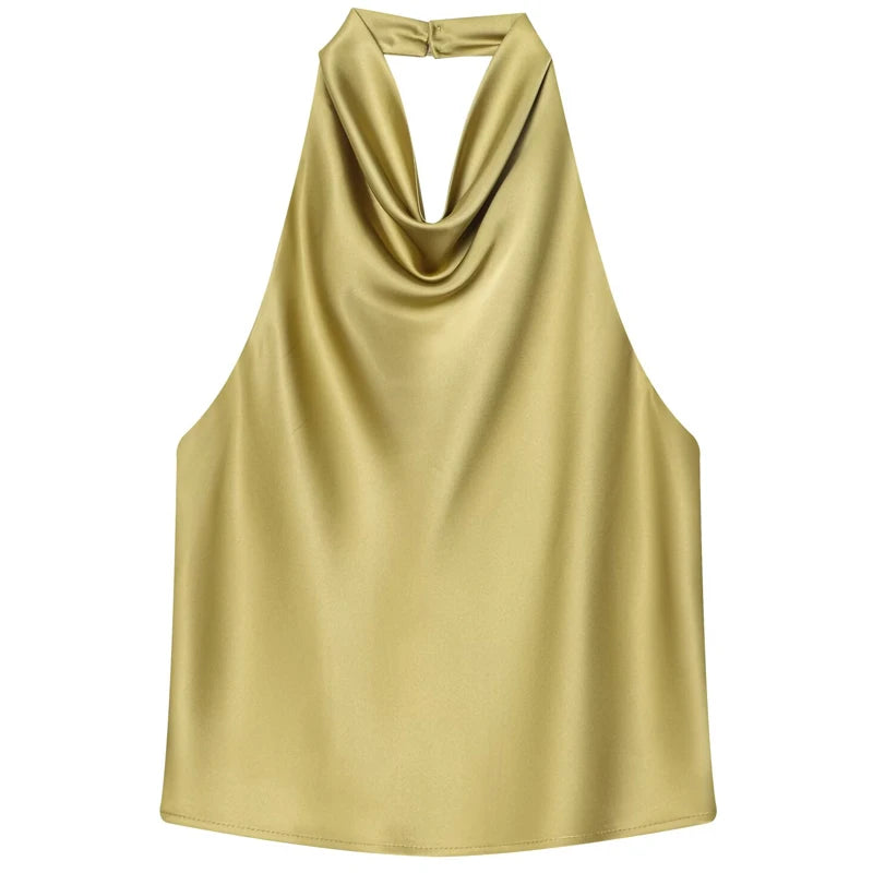 Women's Draped Halter Neck Sleeveless Top | Halter