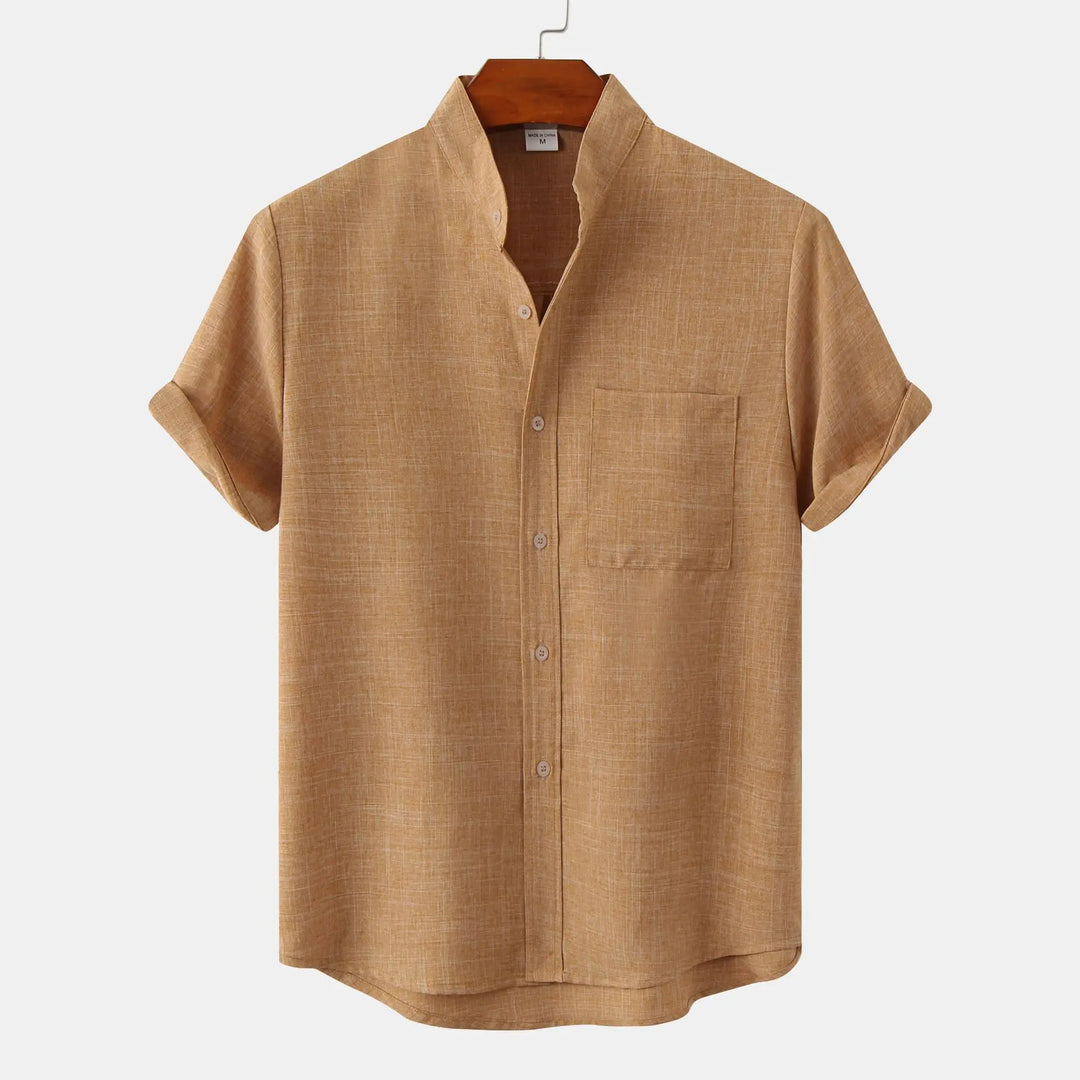 Męska Koszula z Krótkim Rękawem i Stójką | Styl Smart Casual