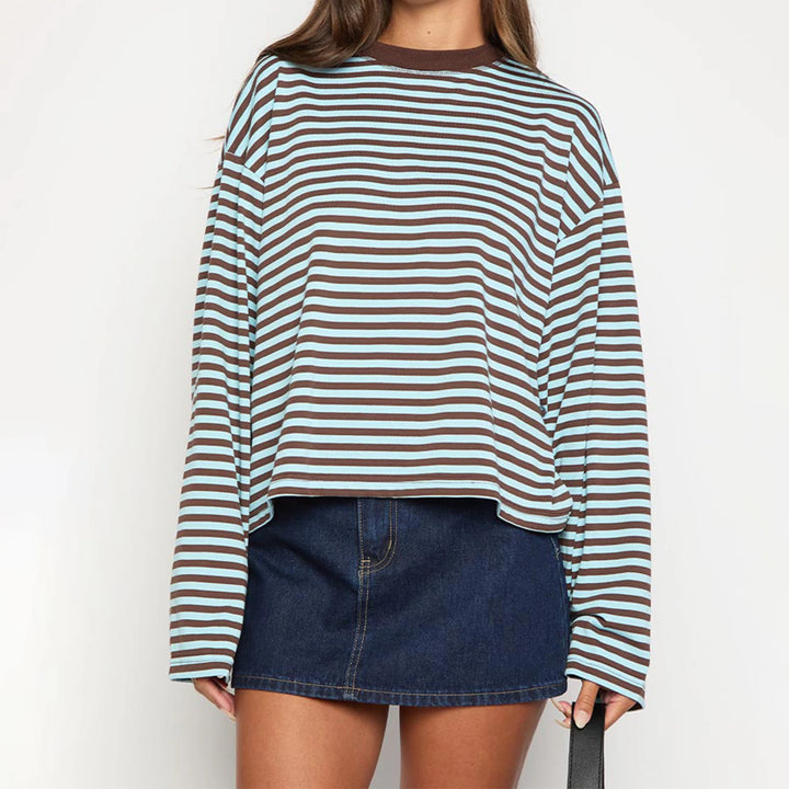 Women's Oversized Striped Sweatshirt Long Sleeve Crew Neck Sweatshirt | Stripes