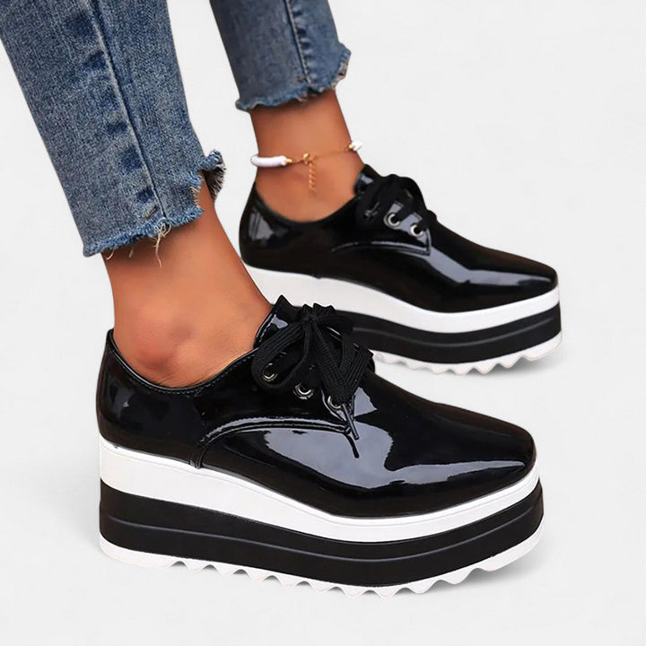 Damskie buty derby na platformie, ortopedyczne, sznurowane