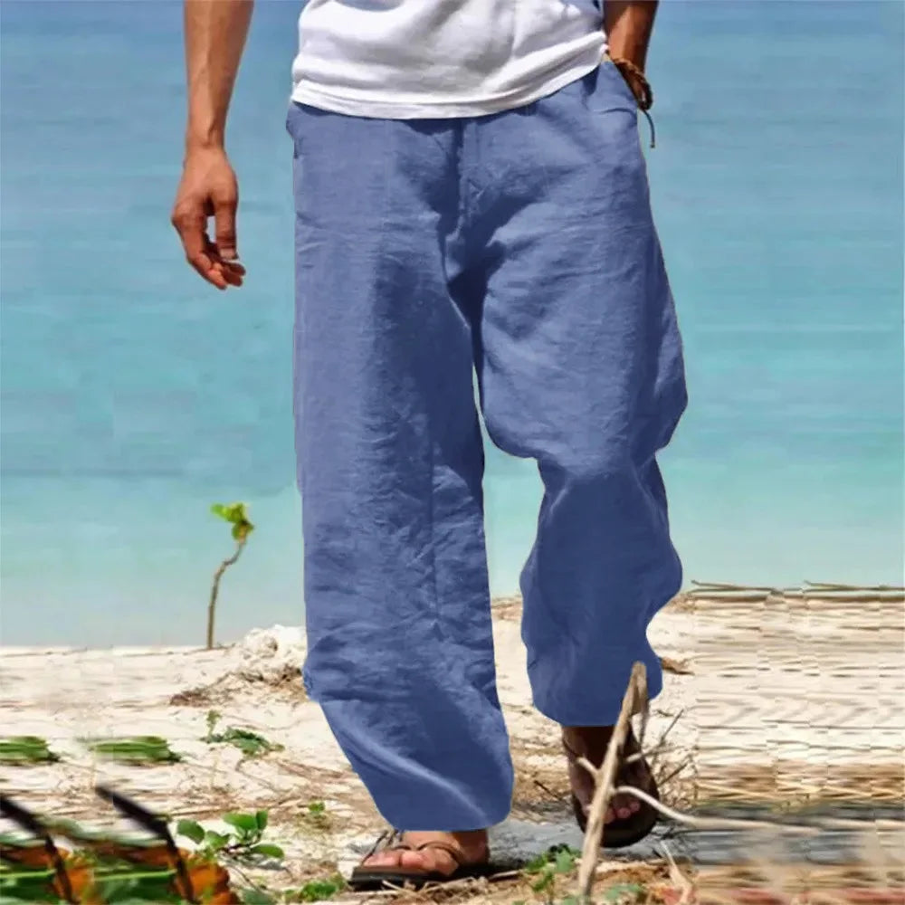 Męskie Spodnie | Spodnie Regular Fit z Elastycznym Pasem | Szeroka Nogawka | Casualowy Styl Letni