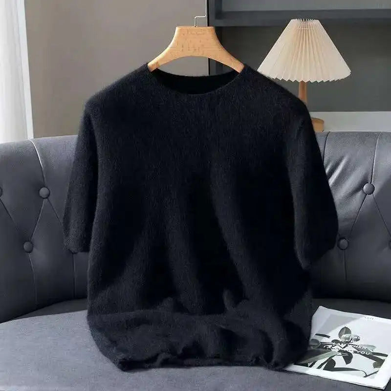 Men's Sweater with Round Neck and Short Sleeves | Casual Fit