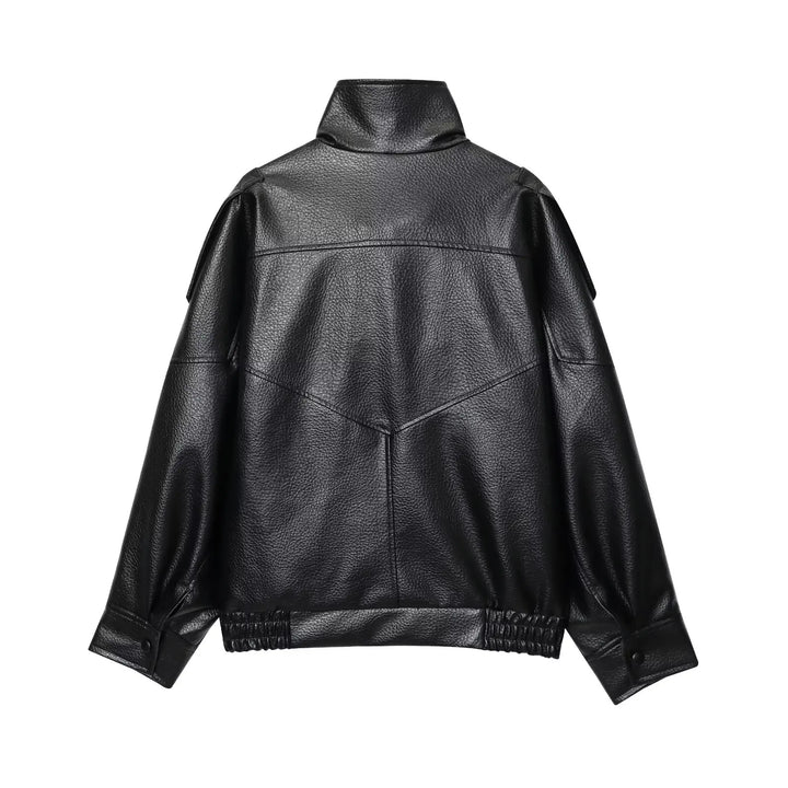 Women's Long Sleeve Jacket with Stand-Up Collar and Zipper | Oversize