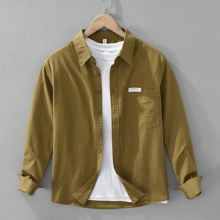 Męska Koszula na Guziki z Długim Rękawem Slim Fit | Vintage