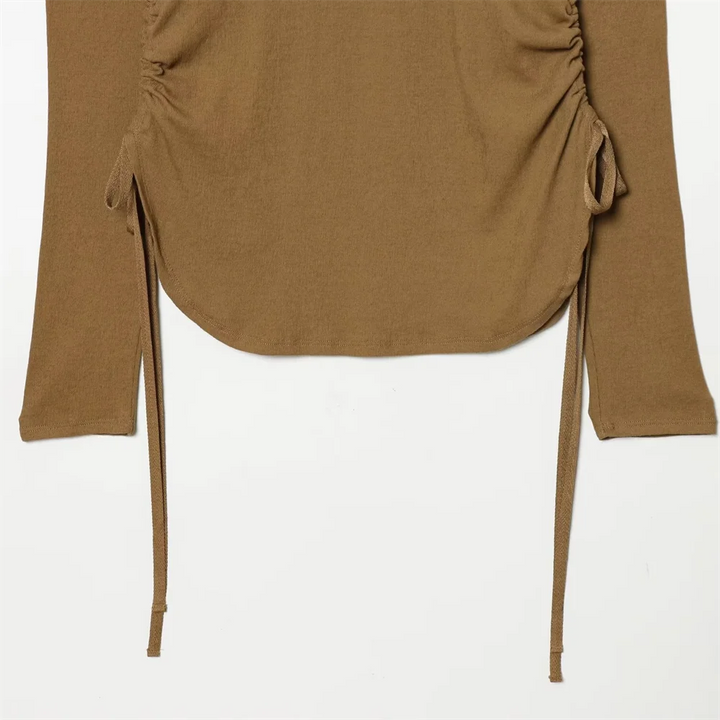 Women's Blouse with Round Neckline Long Sleeve | Fitted