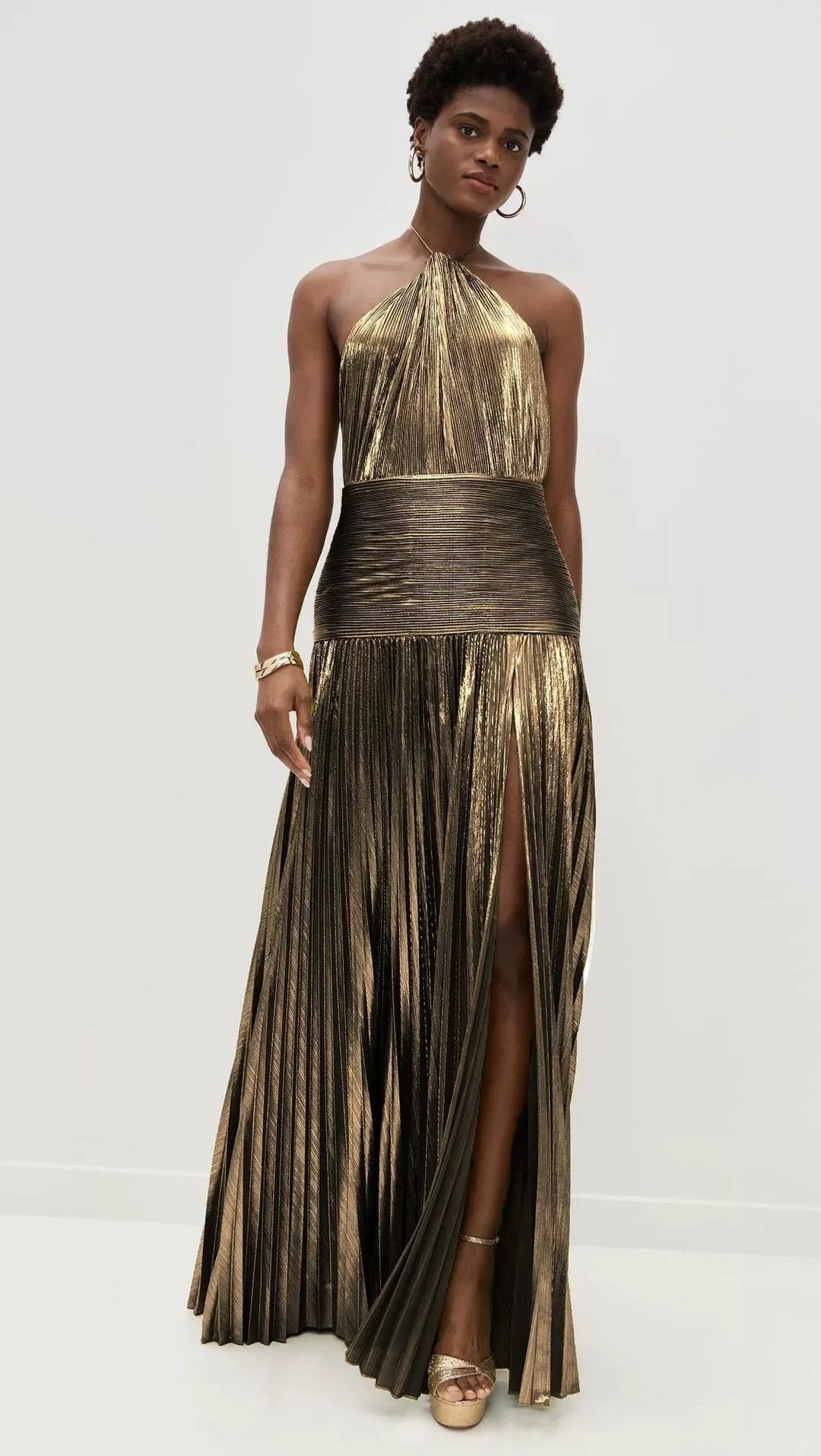 Women's Sleeveless Dress with Neck Tie and Slit | Maxi