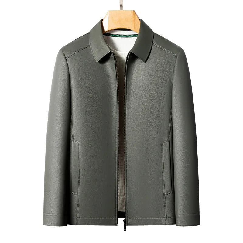 Men's Long Sleeve Jacket with Zipper and Foldable Collar | Smart Casual