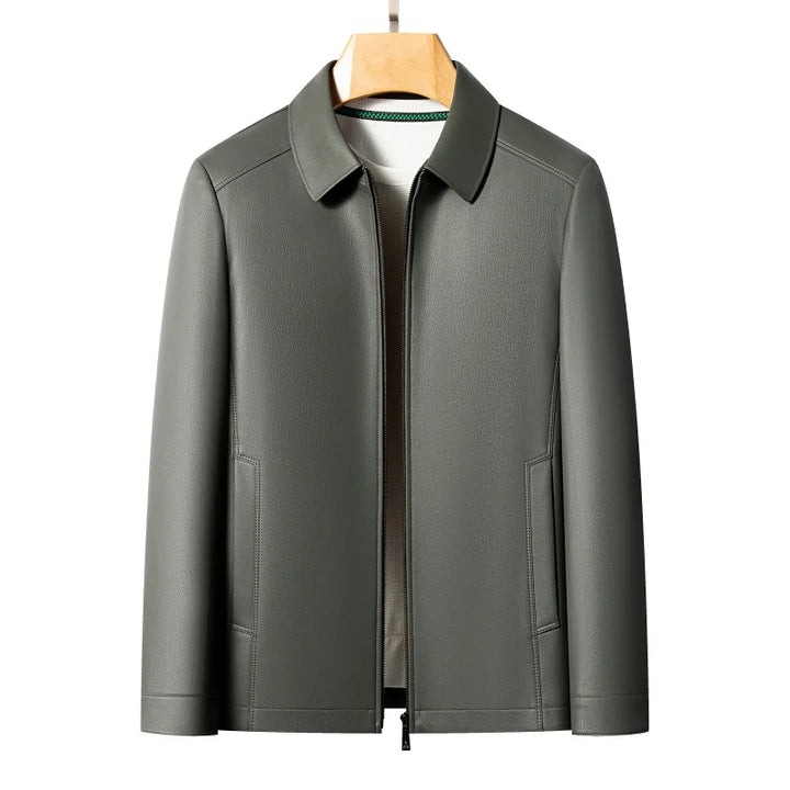 Men's Long Sleeve Jacket with Zipper and Foldable Collar | Smart Casual