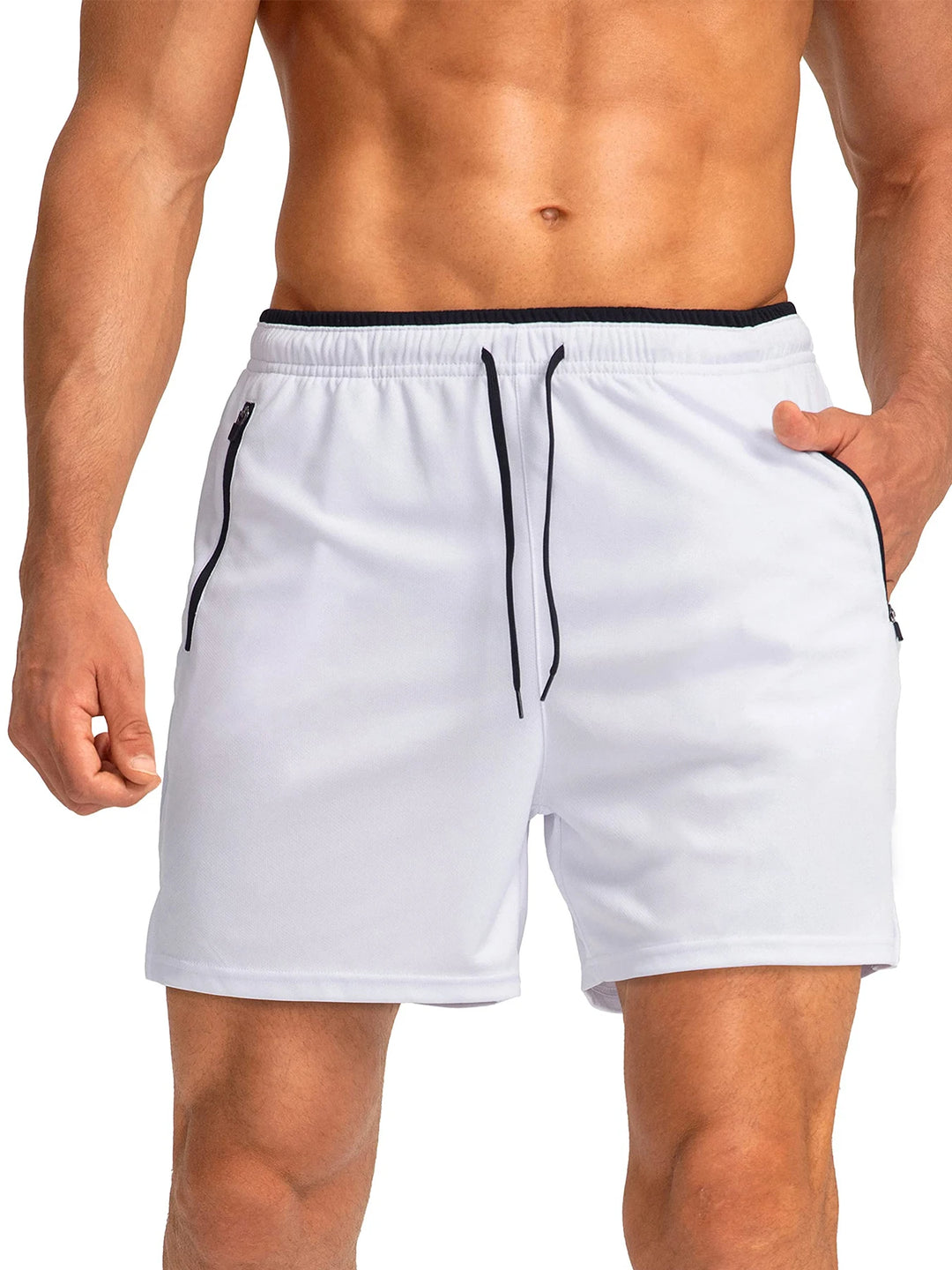 Men's Sports Shorts with Drawstring and Zipper Pockets | Athletic Fit