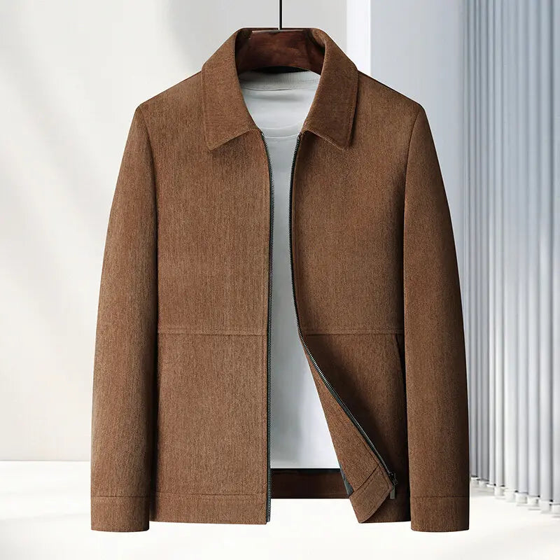 Men's Long Sleeve Jacket with Zipper and Turn-Down Collar | Casual Outerwear