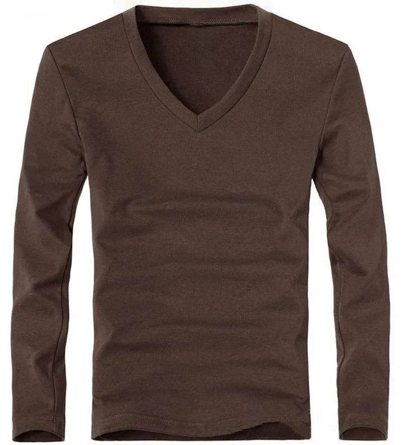 Men's Long Sleeve Shirt | Regular Fit | V-Neck Collar | Casual Basic