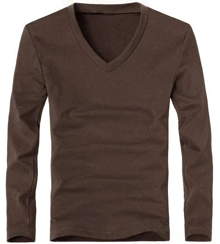 Men's Long Sleeve Shirt | Regular Fit | V-Neck Collar | Casual Basic