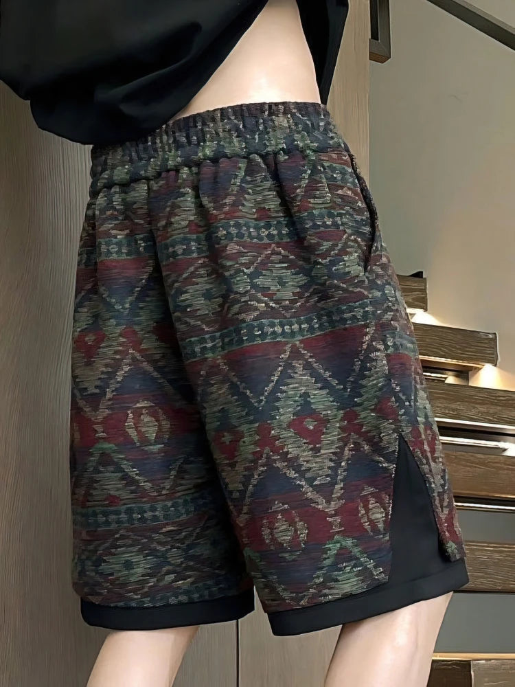 Gracjan | Men's oversized beach shorts with ethnic pattern