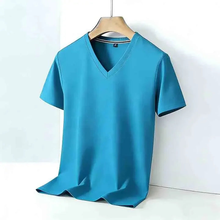 Męski Basic T-Shirt z Dekoltem V i Krótkim Rękawem | Regularny Krój