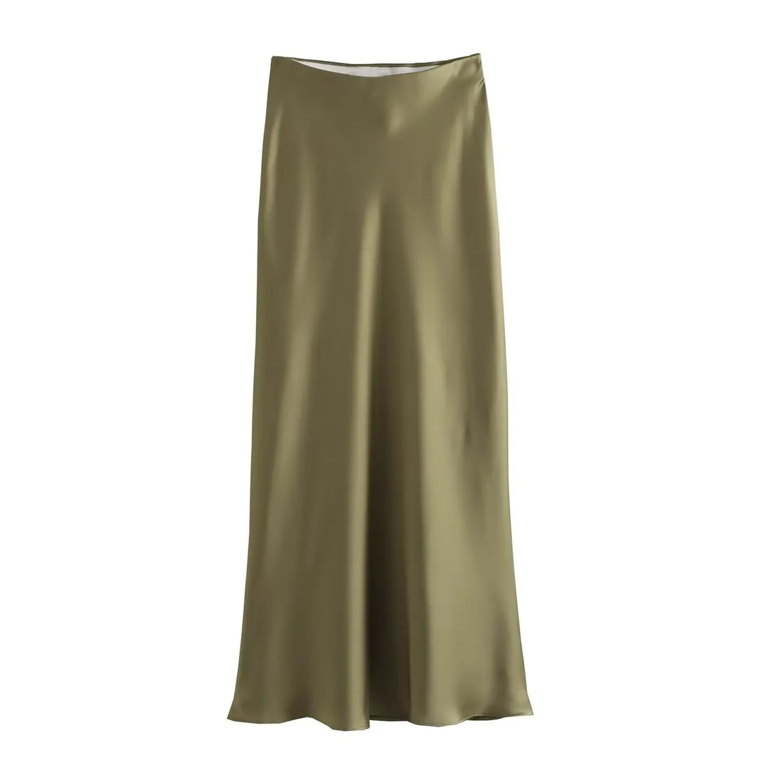 Women's High Waist Flared A-Line Solid Color Skirt | Midi