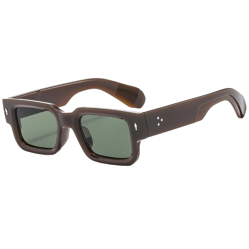 Leo | Męskie Prostokątne Okulary Przeciwsłoneczne w Stylu Retro Punk