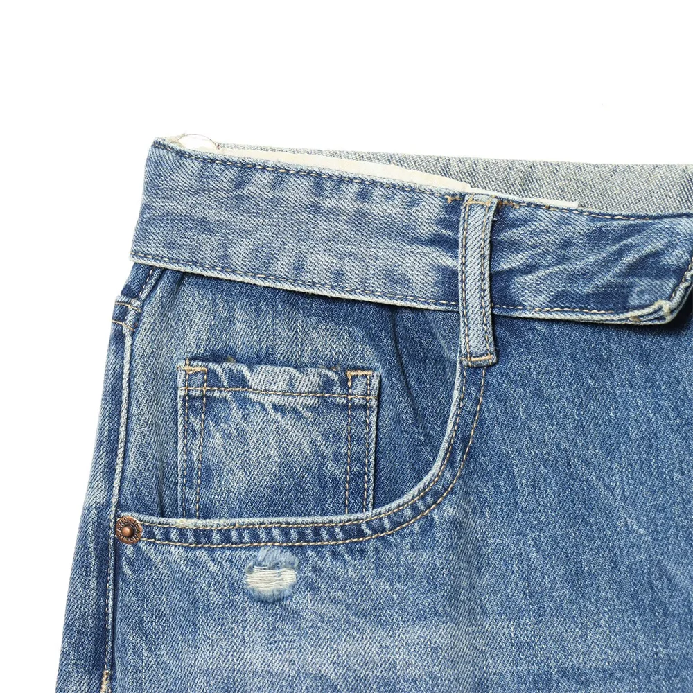 Women's High-Waisted Jeans with Wide Legs and Distressed Details | Baggy Fit